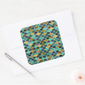 Zeemeerminhuid Vis Schalen Goud Blauwgroen Turquoi Vierkante Sticker (Envelop)