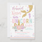 Zeemeerminkusjes & eenhoorn wenst verjaardag kaart (Voorkant)