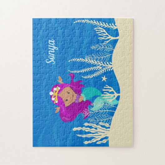  Zeemeerminnaar, gepersonaliseerd Kinder Blauwe Oc Legpuzzel (Verticaal)