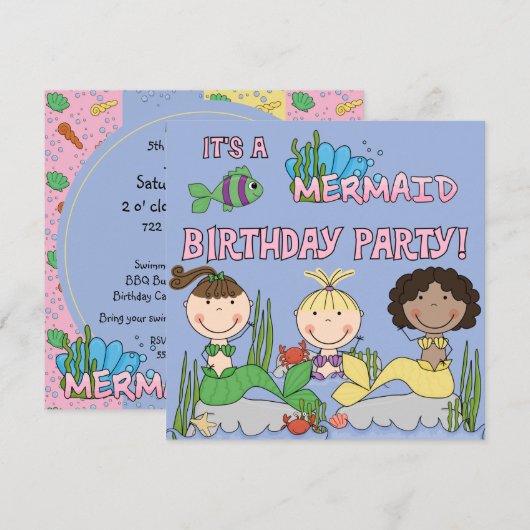 Zeemeerminnaars (Afrikaans-Amerikaans meisje) Kaart (Voorkant / Achterkant)