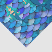 Zeemeerminnaars blauw en paarse schalen tissuepapier (Detail)