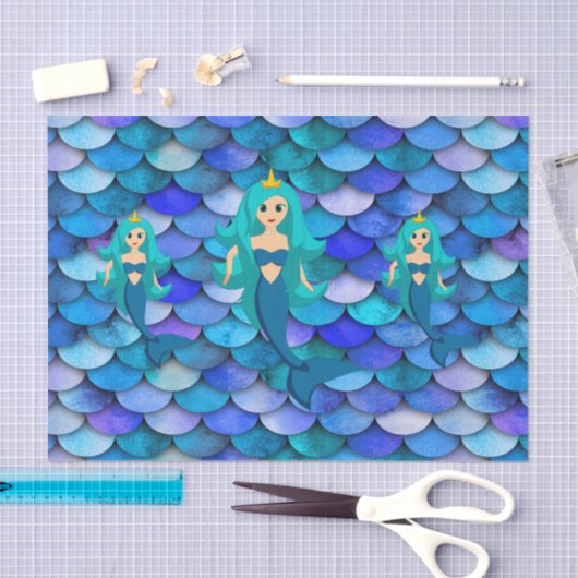 Zeemeerminnaars blauw en paarse schalen tissuepapier (Craft)