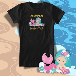Zeemeerminnelijke gele verjaardag T-shirt