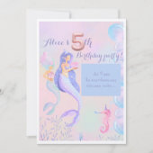 Zeemeerminnen 5e verjaardag uitnodiging (Voorkant)