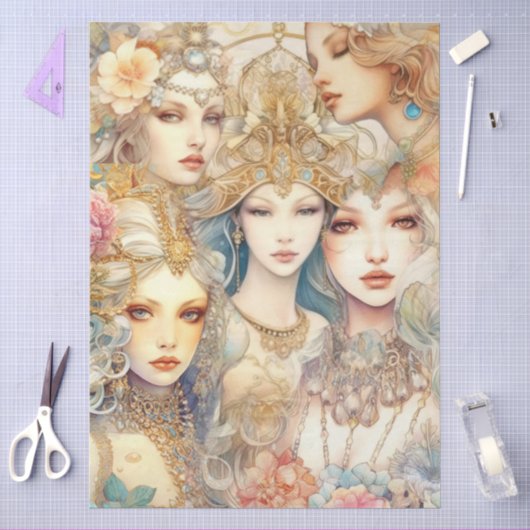 Zeemeerminnen Abstracte Kunst Collage Decoupage Tissuepapier (Craft)