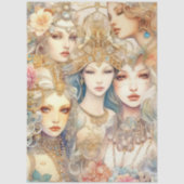 Zeemeerminnen Abstracte Kunst Collage Decoupage Tissuepapier (Voorkant)