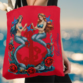 Zeemeerminnen Anker Bloemen Rood Blauw Tote Bag