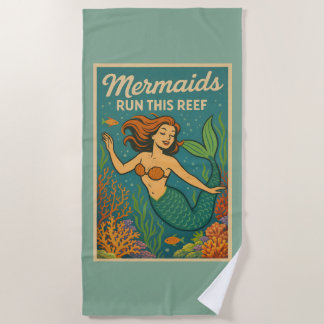 Zeemeerminnen Beheersen Dit Rif | Retro Koraal Vis Strandlaken