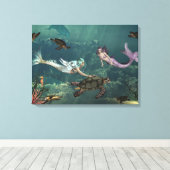 Zeemeerminnen bij Turtle Springs Canvas Afdruk (Insitu (Houten vloer))