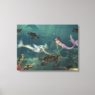Zeemeerminnen bij Turtle Springs Canvas Afdruk