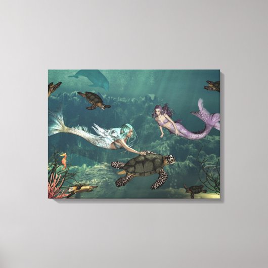 Zeemeerminnen bij Turtle Springs Canvas Afdruk (Voorkant)