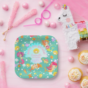 Zeemeerminnen Blauwgroen Papieren Bordje