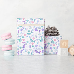 Zeemeerminnen dromen op wit cadeaupapier