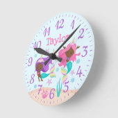 Zeemeerminnen Eenhoorns Kinderen Nursery Donkere H Ronde Klok (Hoek)