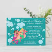 Zeemeerminnen en ballonnen zwemmen partij kaart (Staand voorkant)