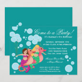 Zeemeerminnen en ballonnen zwemmen partij kaart (Voorkant / Achterkant)