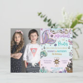 Zeemeerminnen en Piraten Gezamenlijke Verjaardag O Kaart (Staand voorkant)