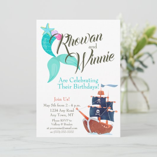Zeemeerminnen en Piraten Kinderen Verjaardag Uitno Kaart (Staand voorkant)