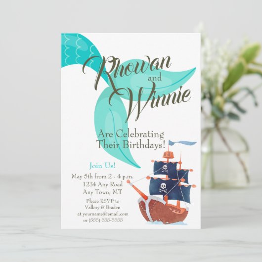 Zeemeerminnen en Piraten Kinderen Verjaardag Uitno Kaart (Staand voorkant)