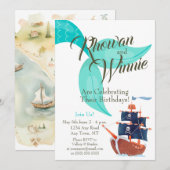 Zeemeerminnen en Piraten Kinderen Verjaardag Uitno Kaart (Voorkant / Achterkant)