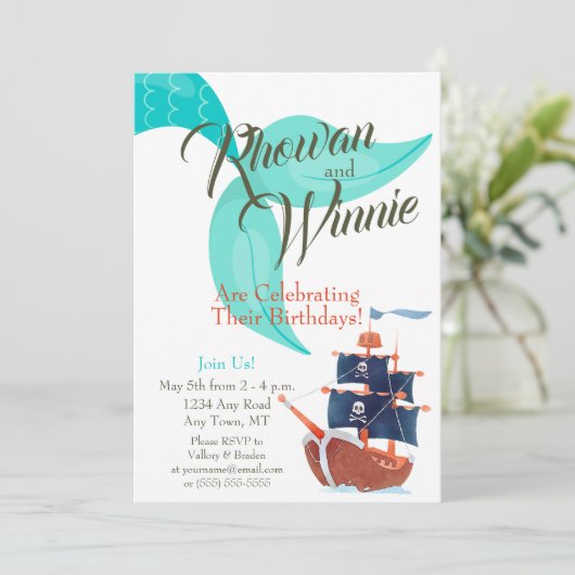 Zeemeerminnen en Piraten Kinderen Verjaardag Uitno Kaart (Staand voorkant)