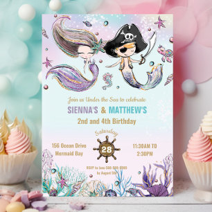 Zeemeerminnen en piraten tweeling broers en zussen kaart