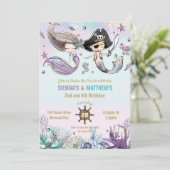 Zeemeerminnen en piraten tweeling broers en zussen kaart (Staand voorkant)