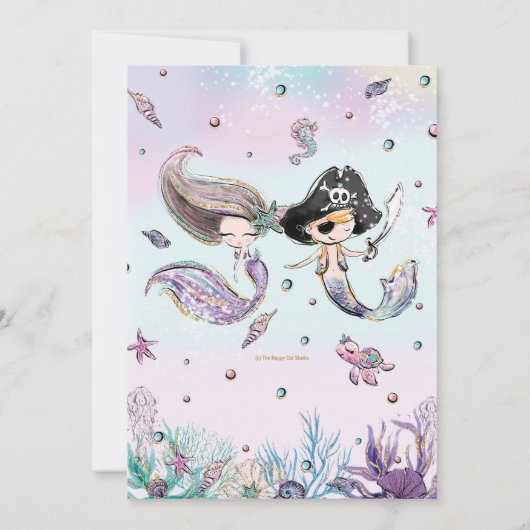 Zeemeerminnen en piraten tweeling broers en zussen kaart (Achterkant)