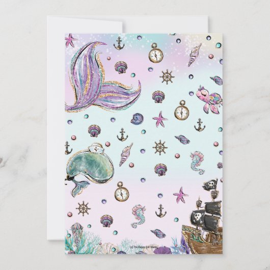 Zeemeerminnen en piraten tweeling verjaardag onder kaart (Achterkant)