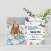 Zeemeerminnen en Piraten Verjaardags Dankkaart Bedankkaart (Staand voorkant)