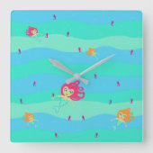 Zeemeerminnen en zeepaardjes vierkante klok (Voorkant)