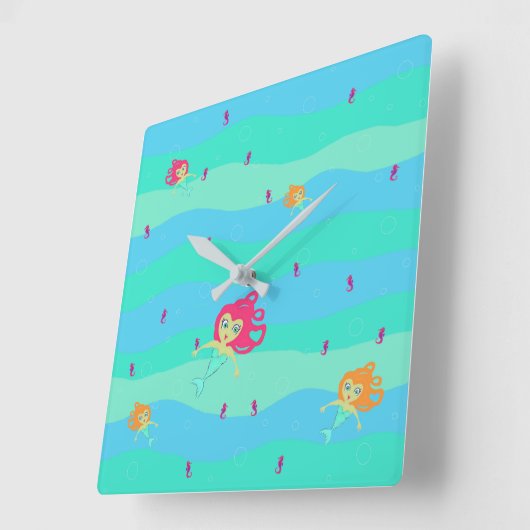 Zeemeerminnen en zeepaardjes vierkante klok (Hoek)