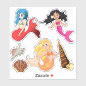 Zeemeerminnen en zeeschelpen sticker (Vel)