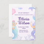 Zeemeerminnen Feestje Kaart (Voorkant / Achterkant)