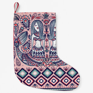 Zeemeerminnen Folk Elements Naadloos Kleine Kerstsok