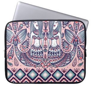 Zeemeerminnen Folk Elements Naadloos Laptop Sleeve