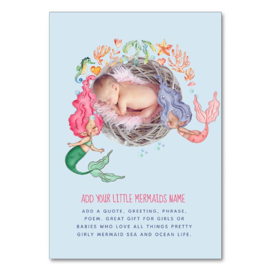 Zeemeerminnen FOTO Baby Shower Feestje Kaart (Voorkant)