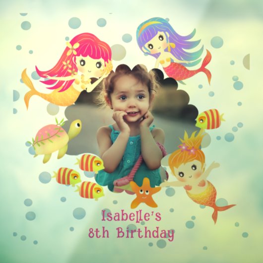 Zeemeerminnen foto transparant raamsticker (Vel 3)