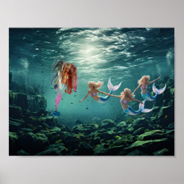 Zeemeerminnen hebben plezier. poster