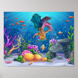 Zeemeerminnen hebben plezier. poster