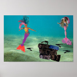 Zeemeerminnen helpen de kreeften. poster