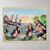  zeemeerminnen in de oceaan poster (Voorkant)