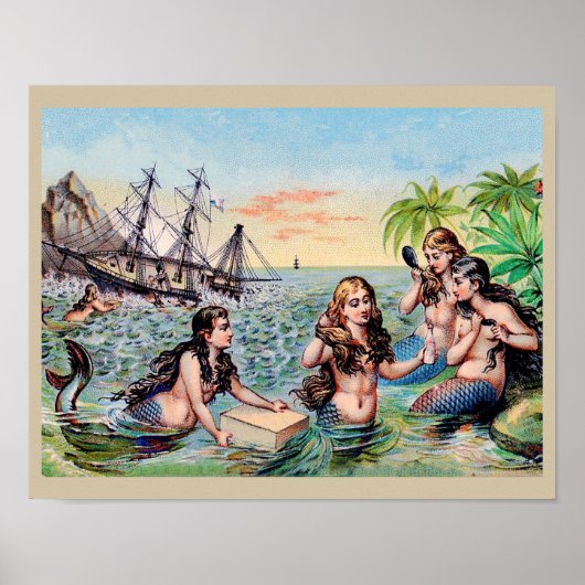  zeemeerminnen in de oceaan poster (Voorkant)