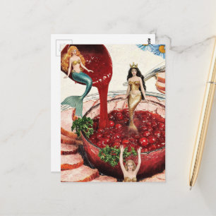 Zeemeerminnen in de veenbessensaus Collage Briefkaart