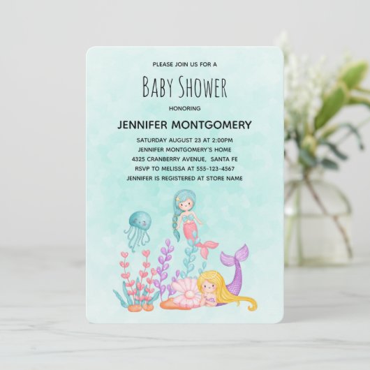 Zeemeerminnen & Kwallen Onder het Zee Baby shower Kaart (Staand voorkant)