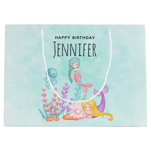 Zeemeerminnen & Kwallen Onder het Zee Waterverf La Groot Cadeauzakje (Voorkant)