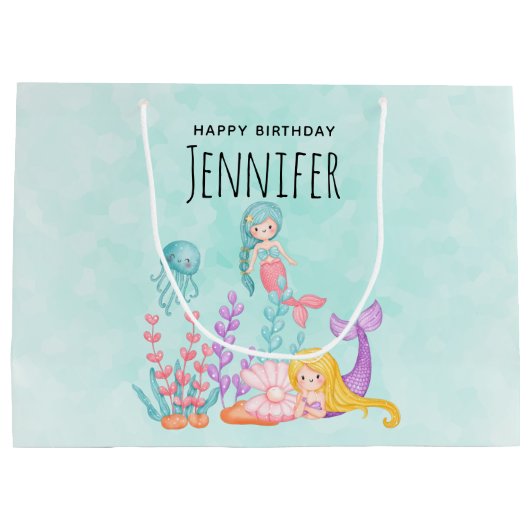 Zeemeerminnen & Kwallen Onder het Zee Waterverf La Groot Cadeauzakje (Achterkant)