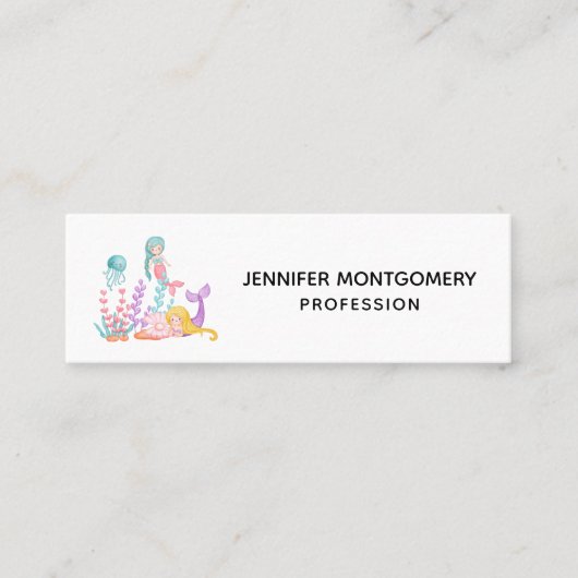 Zeemeerminnen & Kwallen Onder het Zee Waterverf Mi Mini Visitekaartje (Voorkant)