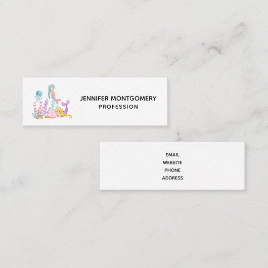 Zeemeerminnen & Kwallen Onder het Zee Waterverf Mi Mini Visitekaartje (Voorkant / Achterkant)