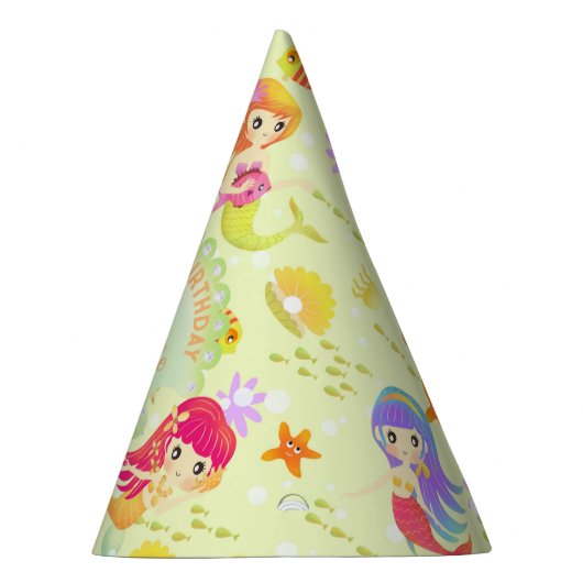 Zeemeerminnen Lemon Green Feesthoedjes (Rechts)